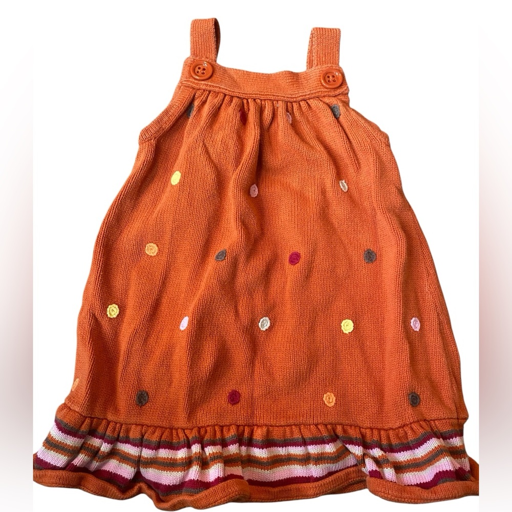 Gymboree Orange Polka Dot Dress with Striped Hem